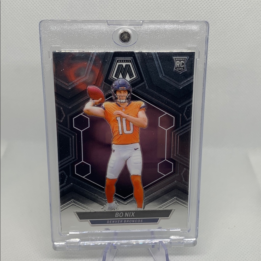 Bo Nix Rookie Card Panini NFL Denver Broncos QB Perfect In Magnetic Case